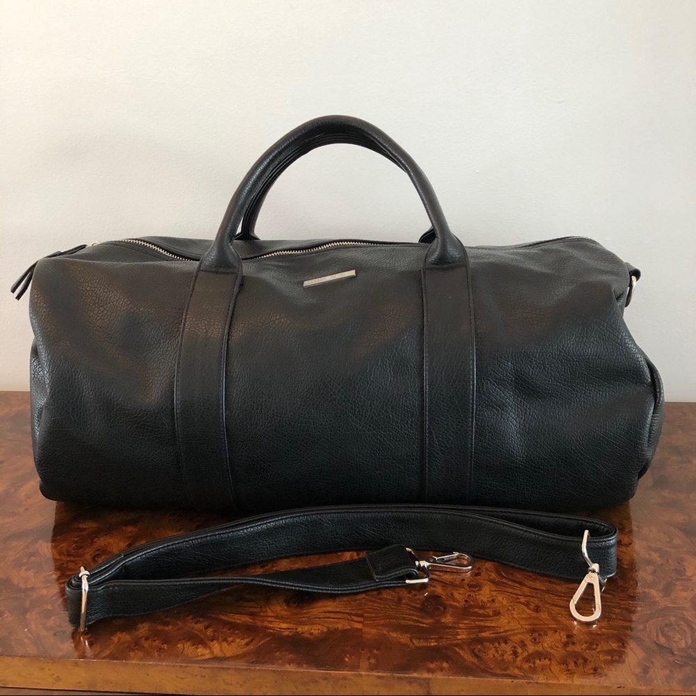 Brandy ❤️ Melville black faux leather weekend bag